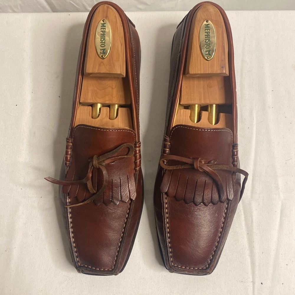 Santoni square toe Brown Leather Loafer Men’s 11 D - Picture 7 of 10